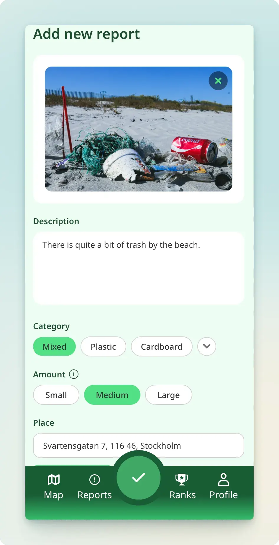 Litter reporting form